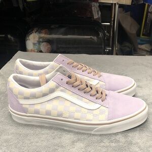 Vans Checkerboard”Evening Haze” Lavender and White Sneakers